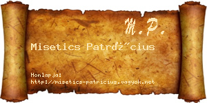 Misetics Patrícius névjegykártya
